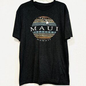 Maui Hawaii Graphic Tee Black Heather Short Sleeves Crew Neck Soft Womens Large